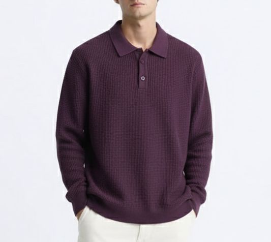 a polo knit pullover