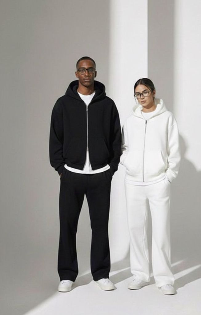 Double zipper basic hoodie