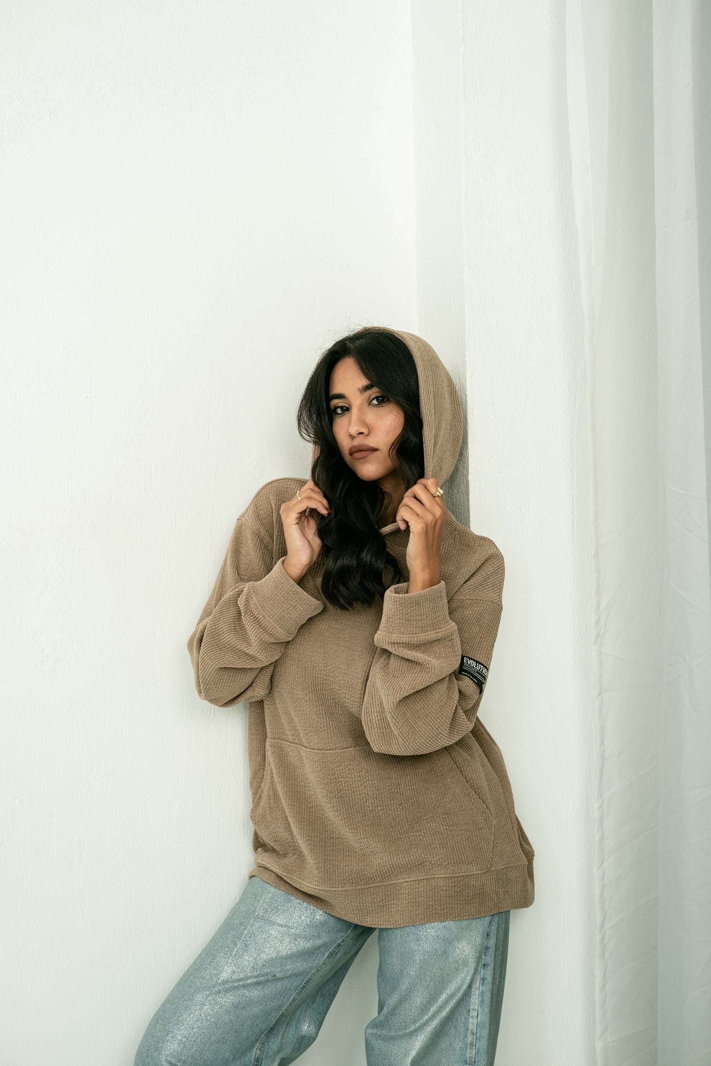 Velvet striped hoodie