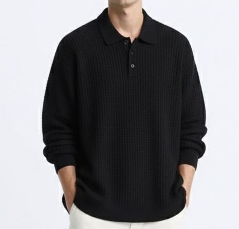 a polo knit pullover