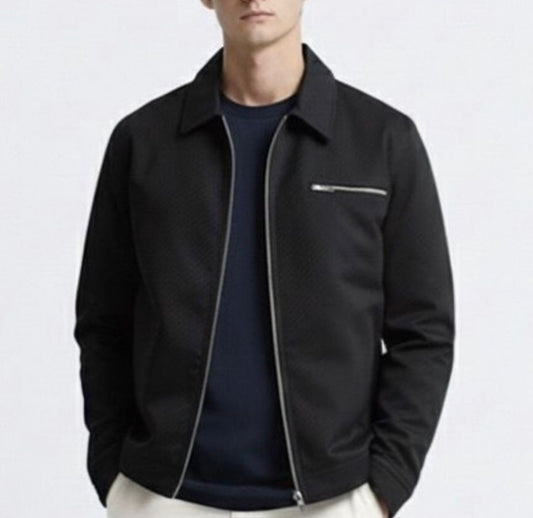 diagonal pattern zip-up jacket