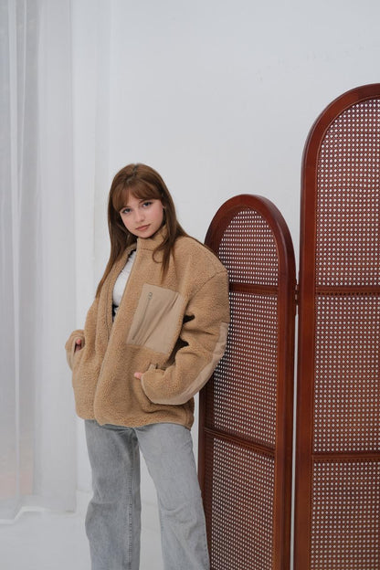 fur jacket with waterproof pocket