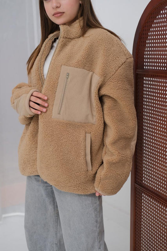 fur jacket with waterproof pocket