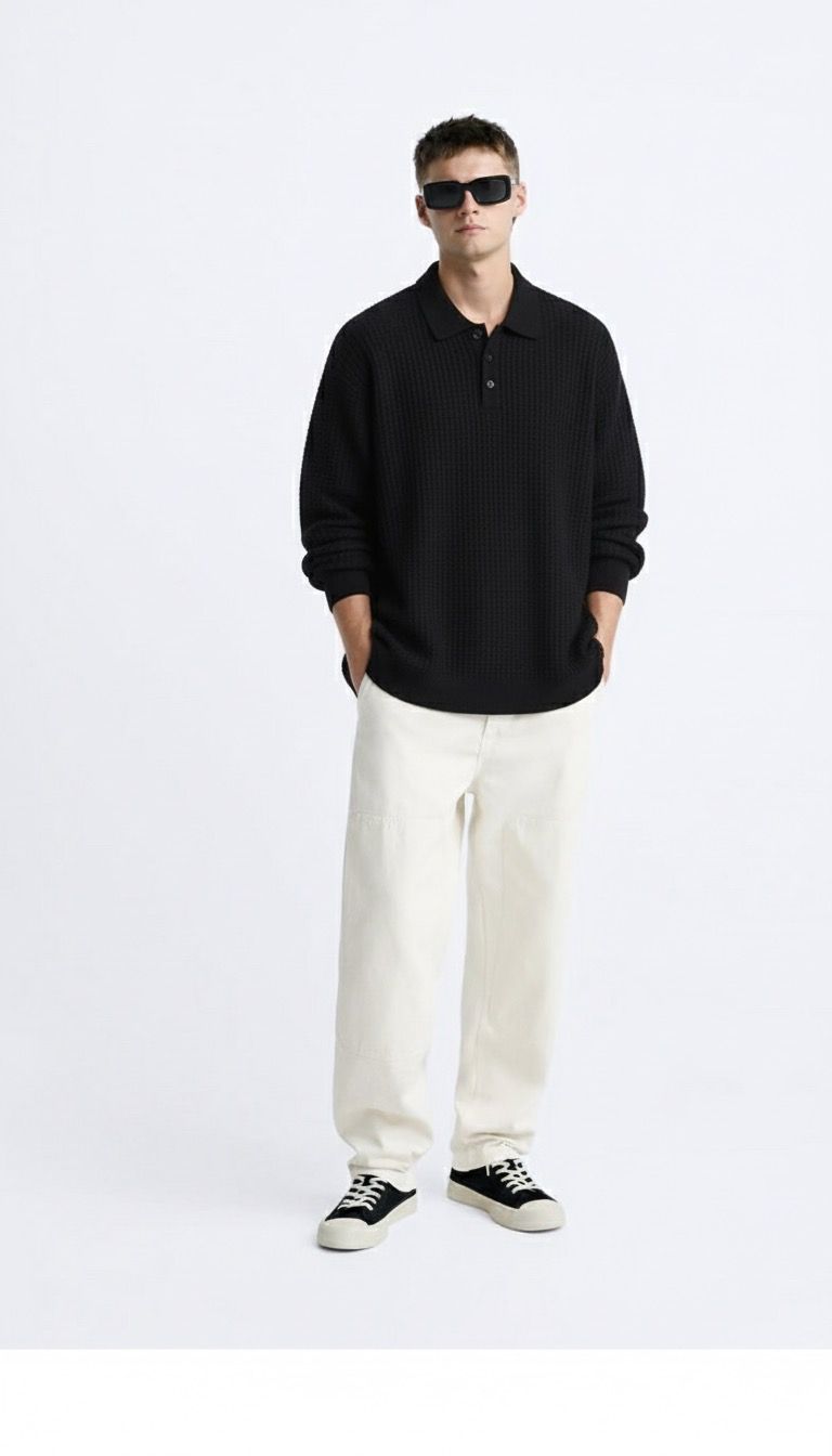 a polo knit pullover