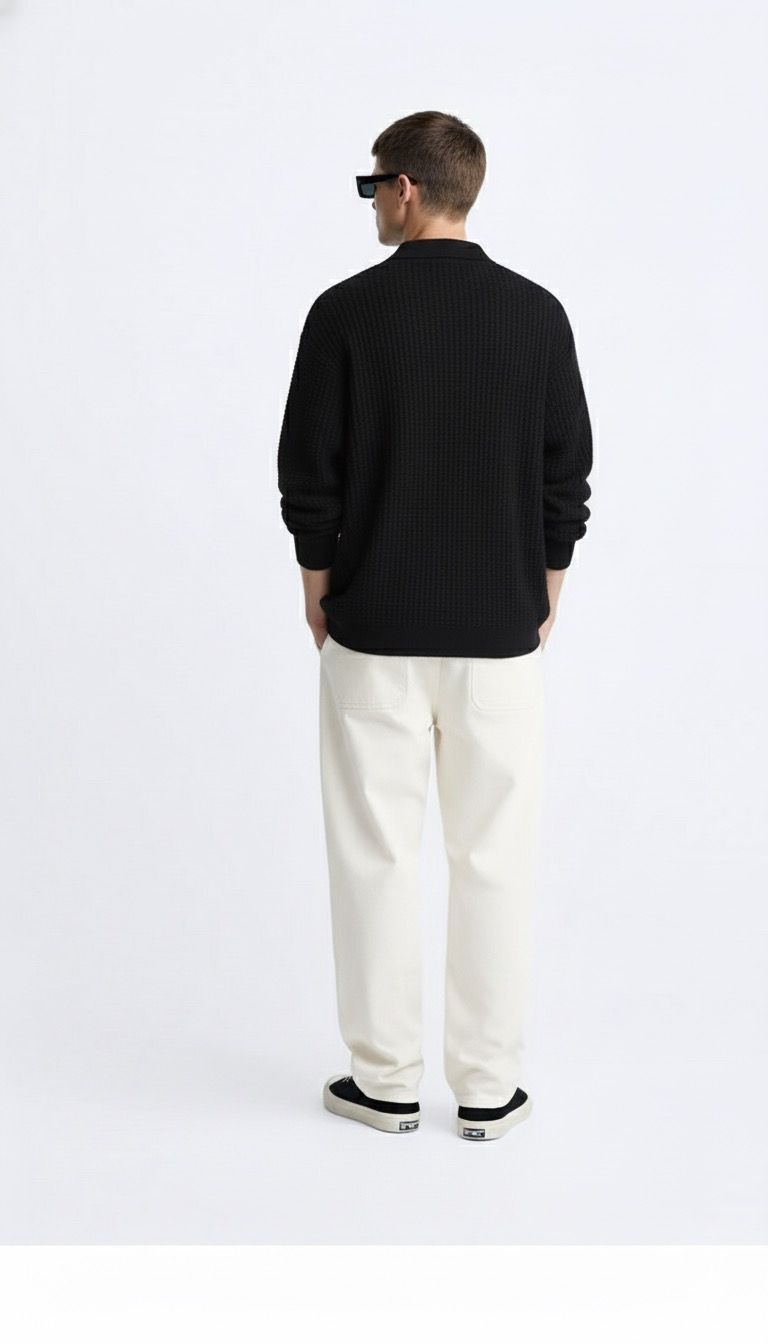 a polo knit pullover
