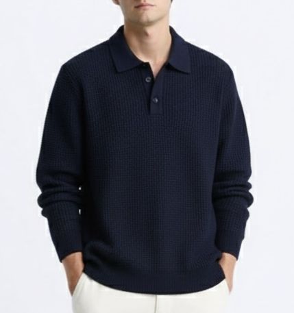 a polo knit pullover