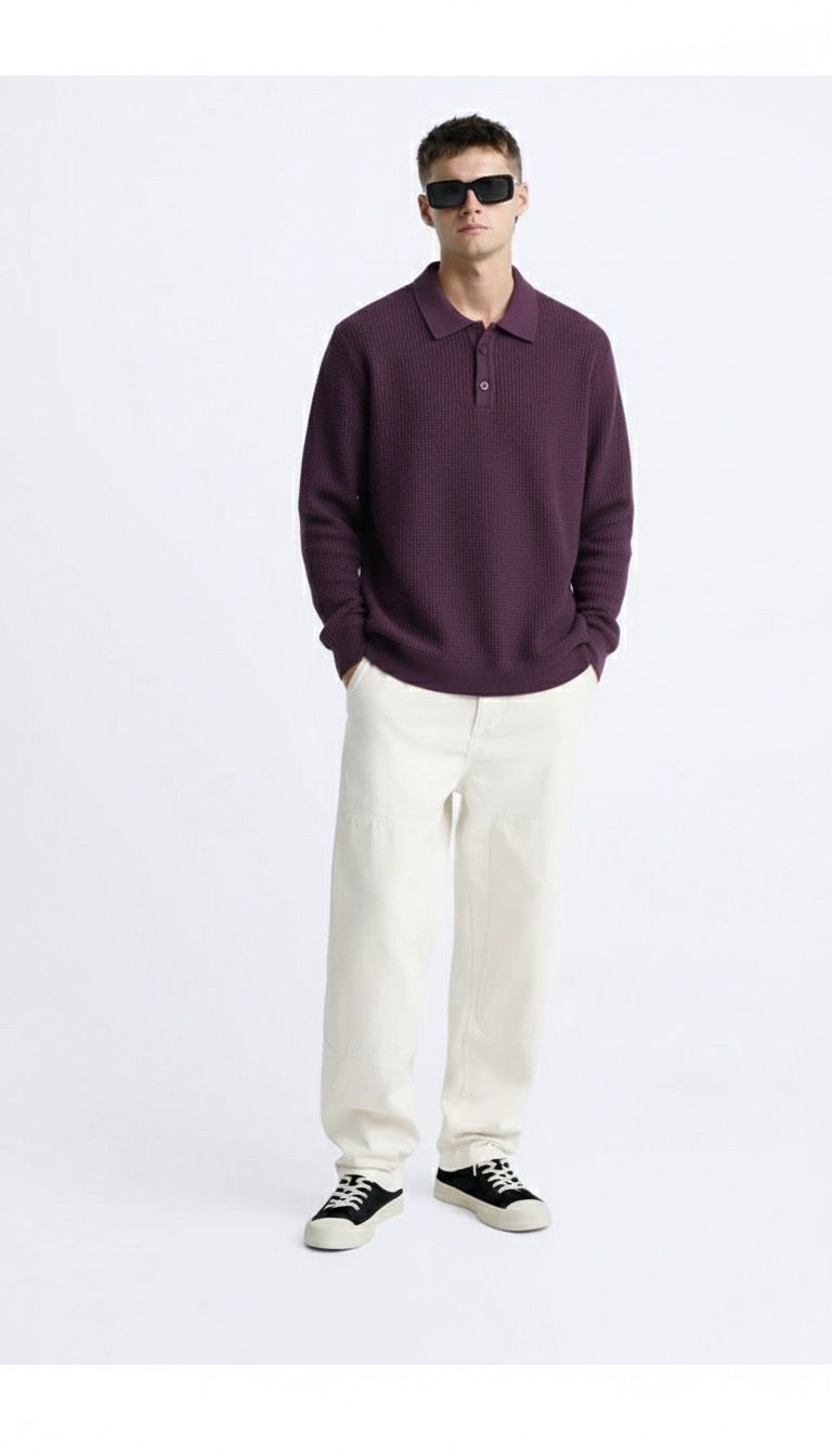 a polo knit pullover