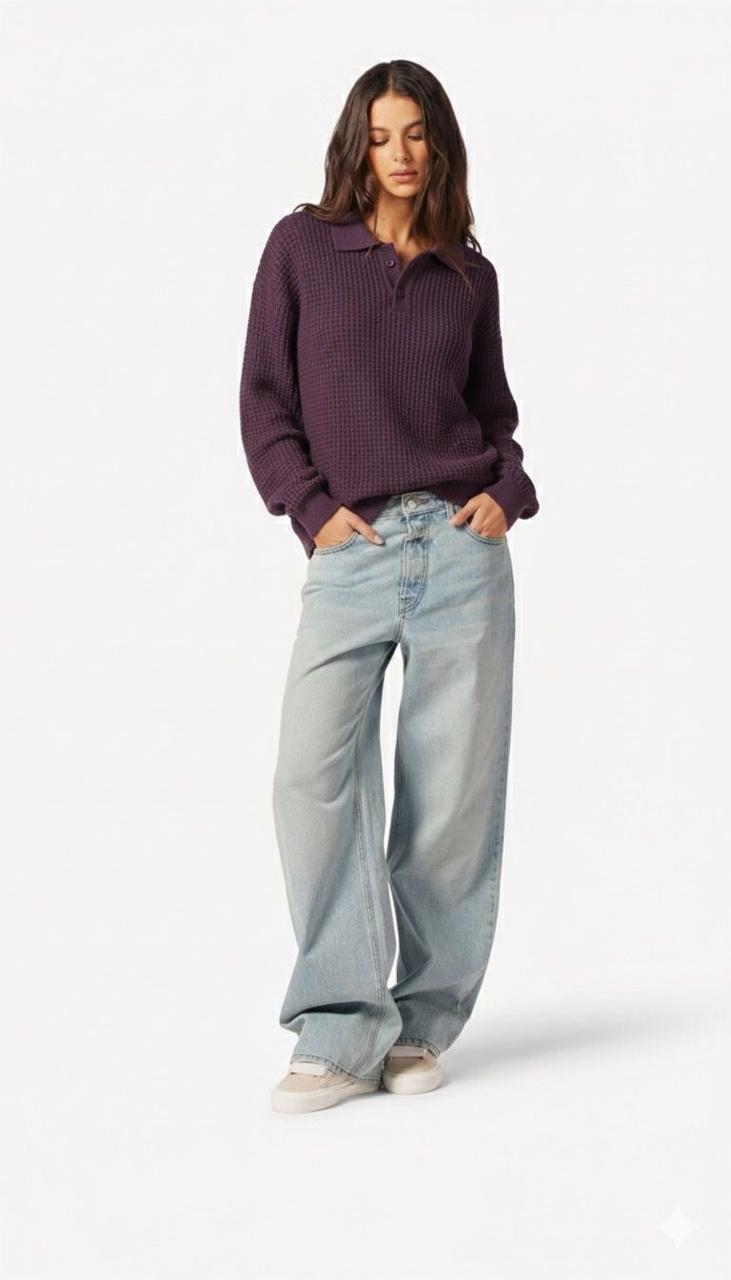 a polo knit pullover