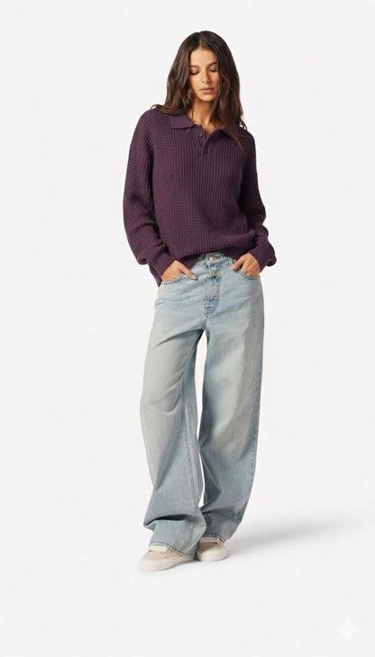 a polo knit pullover