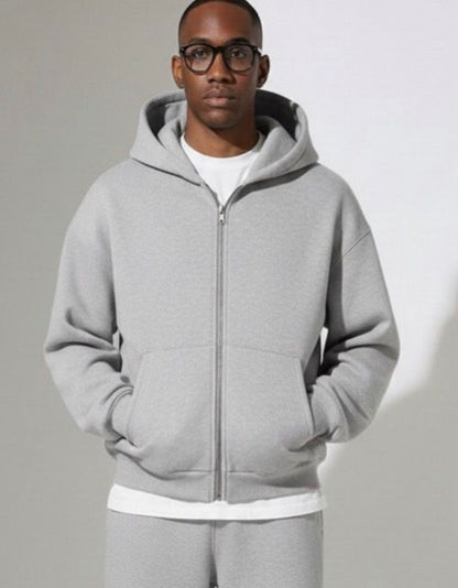 Double zipper basic hoodie