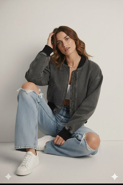 washed waterproof zipper jacket