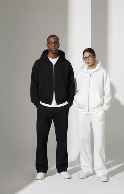 Double zipper basic hoodie