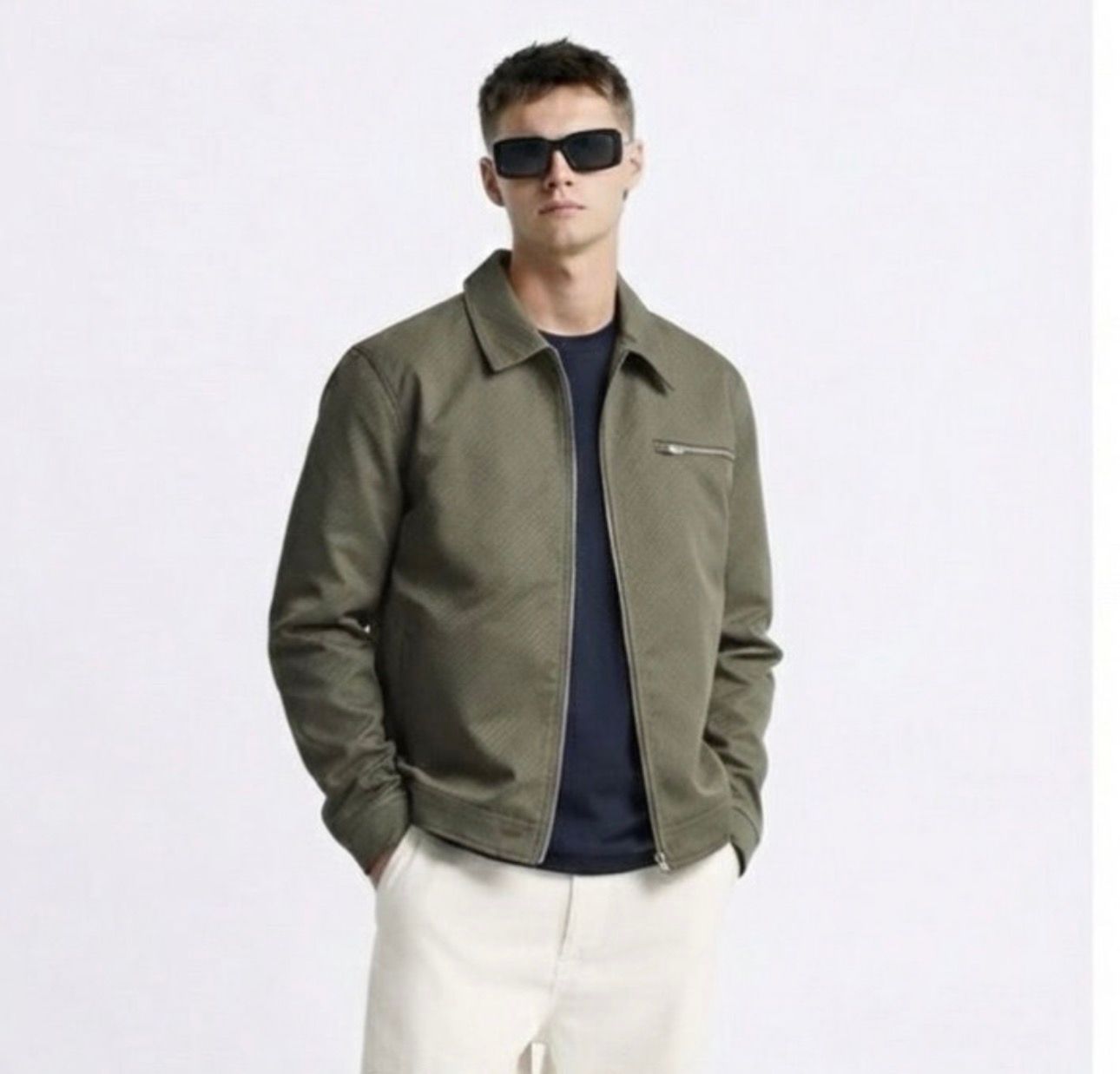 diagonal pattern zip-up jacket